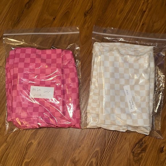 ☃️BOGO50%☃️🆕🤍JESS LEA: NEUTRAL Check Yourself Checkered Lounge Set LARGE - Picture 4 of 6